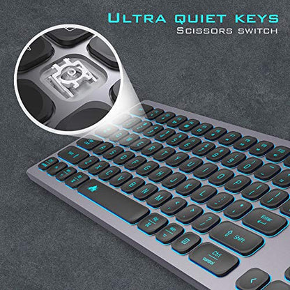POWZAN Aluminum Quiet Wired Slim Chiclet Keyboard - Compatible with Apple iMac, MacBook, Mac and PC, USB Numeric Keypad RGB Lighted Key - Space Gray - color: KB770-Space Gray