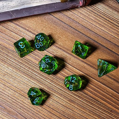 UDIXI D&D Polyhedral Dice Set, Green DND Dice Set Ranger for Tabletop Games | Velvet Storage Bag, DM Gift, for Dungeons and Dragons Role Playing Games Board Games - color: Role:ranger