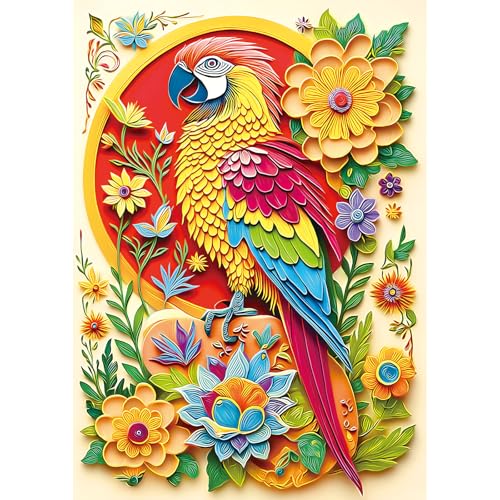 1000 Piece Puzzle for Adults, Colorful Parrot & Floral Design Art Jigsaw Puzzle for Adults with Letters on Back, Challenging and Fun Animal, 27.5" x 19.7" - color: Colorful Parrot, size: 27.5" X 19.7"