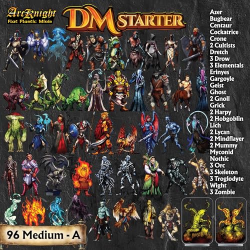 Arcknight DM Starter Set - 162 Flat DND Minatures for Dungeons and Dragons, Pathfinder & More - Double-Sided, Full-Color Artwork
