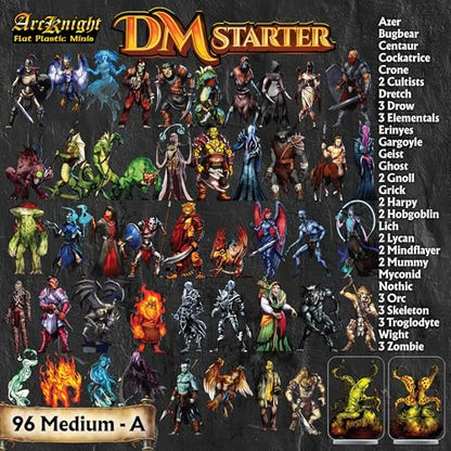 Arcknight DM Starter Set - 162 Flat DND Minatures for Dungeons and Dragons, Pathfinder & More - Double-Sided, Full-Color Artwork