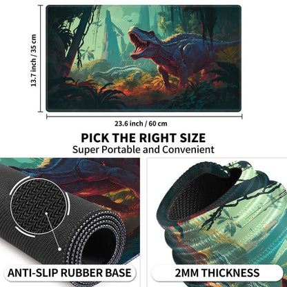 Playmat 24" x 14" Game Mats Tabletop Magic for MTG/TCG Cards, Trading Card Game Playing Stitched Play Mats Commander Deck Gaming Desk Mat Card Gameplay Mats, Jungle Dinosaur T-Rex - color: Jungle Dinosaur T-rex, size: 24"X14"