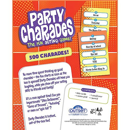 Outset Media- Party Charades Game - Family-Friendly Fun with 500 Charades Cards and Timer - Group Game Night Essential, Ages 10 and up, Amazon Exclusive