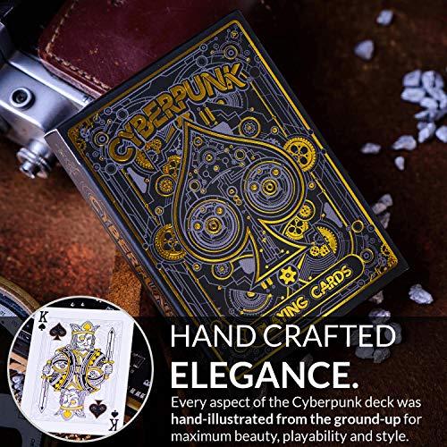 Cyberpunk Gold Playing Cards, Cardistry Decks, White Deck of Playing Cards for Kids & Adults, Cool Playing Cards with Card Game e-Book, Unique Playing Cards for Poker, Cyberpunk Cards - color: Gold