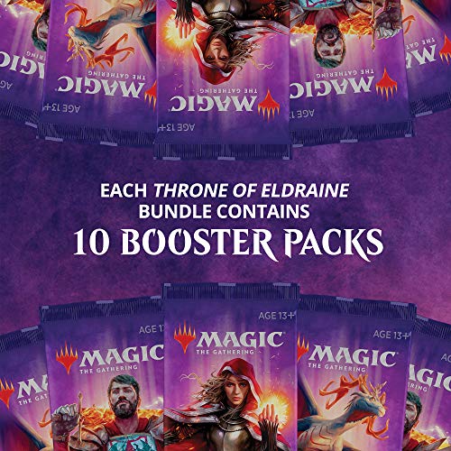 Magic: The Gathering Throne of Eldraine Bundle | 10 Booster Pack (150 Cards) | Accessories