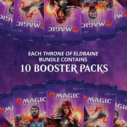 Magic: The Gathering Throne of Eldraine Bundle | 10 Booster Pack (150 Cards) | Accessories