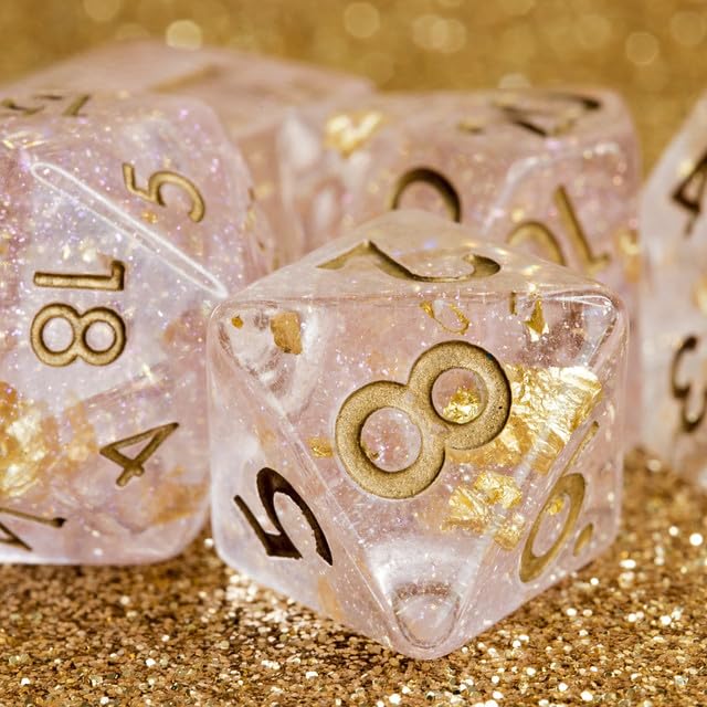 Sage’s Portal Cantrips DND Dice Set - Round Edge Resin 7-PC Polyhedral DND Dice Set for Dungeons and Dragons D&D RPG Tabletop TTRPG (Pink Transparent) - color: Pink Transparent