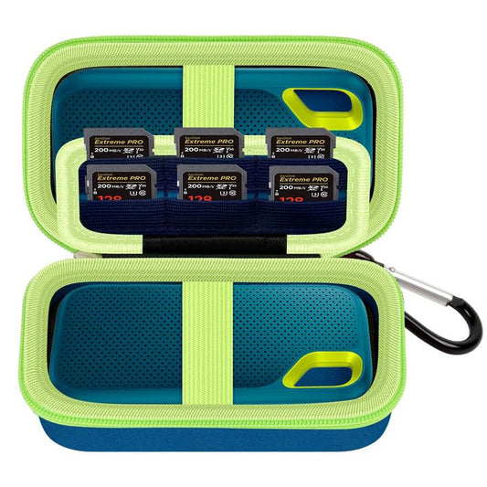 Comecase Dual SSD Case for SanDisk Extreme Portable SSD and Extreme PRO | Holds 2 Drives & 12 SD Cards, Elastic Strap Fit 500GB/1TB/2TB/4TB/8TB, Cable Groove & Carabiner for Travel, Monterey,Box Only - color: Monterey