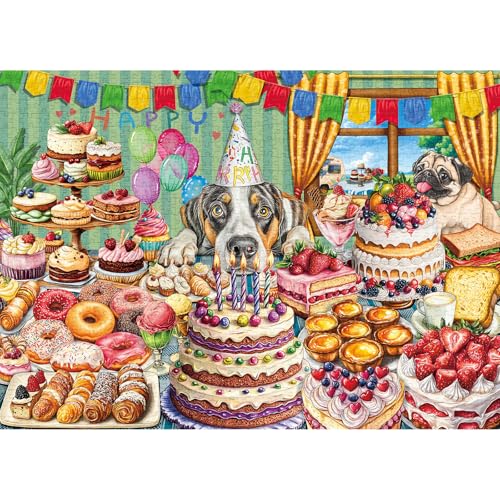 Dog Desserts Jigsaw Puzzles for Adults 1000 Pieces, Interlock Perfectly Letter on Back No Dust, Home Decor Birthday Party Puzzle, 1:1 Poster Jigsaw Puzzles for Adults - color: Dog Desserts