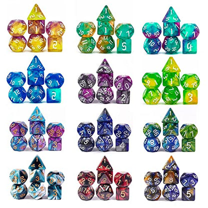 DND Dice Sets, 175Pcs Polyhedral D&D Dice with 4 Leather Bags for D&D Role-Playing Games, RPG Table Games(25Sets) - color: 25sets/175pcs