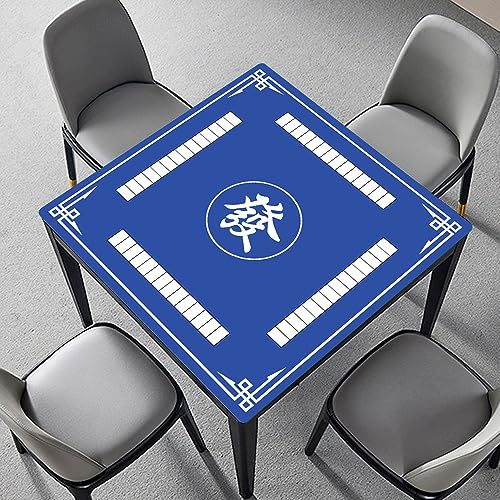 Mahjong Mat, 31.5 in x 31.5 in Mahjong Table Mat for Tile Game, Anti Slip and Noise Reduction Table Cover for Poker Card Board and Dominoes(Blue) - color: B-blue