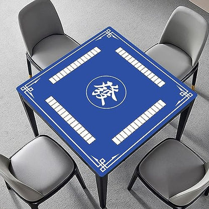 Mahjong Mat, 31.5 in x 31.5 in Mahjong Table Mat for Tile Game, Anti Slip and Noise Reduction Table Cover for Poker Card Board and Dominoes(Blue) - color: B-blue