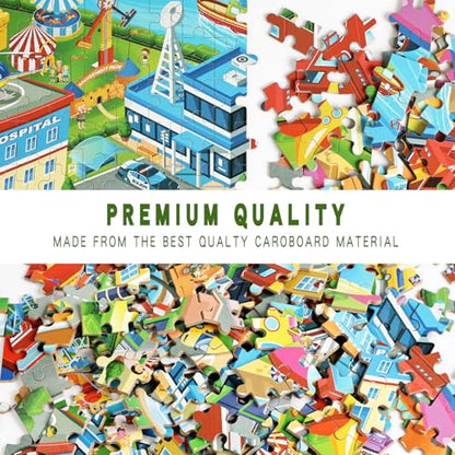 Jigsaw Puzzle Suitable for Children Aged 6-8. for Children Aged 8-10 - City Scenery 200-piece Jigsaw Puzzle. an Educational Toy Suitable for Boys and Girls, a Learning aid. - color: Traffic