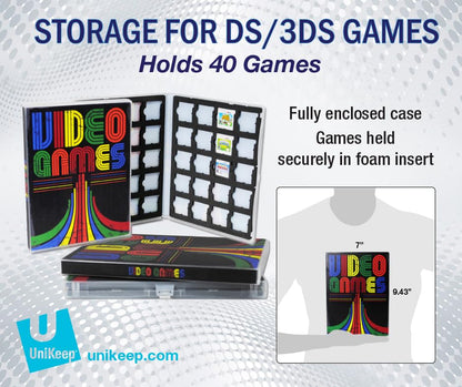 UniKeep Game Case for Nintendo 3DS Cartridges - Holds 40 Games (Retro Black)