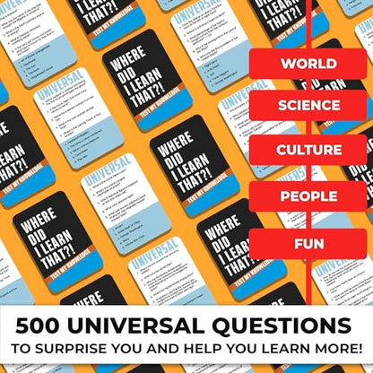 Trivia Card Games for Adults — Family Board Games for Teens and Adults | 500 General Knowledge Questions Trivia Cards with Answers – Fun Party Game for Family Game Night - color: 1. Universal
