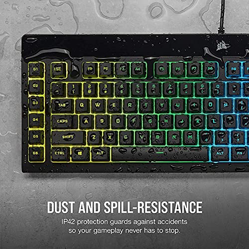 Corsair K55 RGB PRO Membrane Wired Gaming Keyboard – QWERTY US Layout, IP42 Dust and Spill-Resistant – 6 Macro Keys with Elgato Integration – iCUE Compatible – PC, Mac, Xbox – Black - color: Black, style: K55 RGB PRO