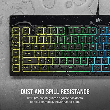 Corsair K55 RGB PRO Membrane Wired Gaming Keyboard – QWERTY US Layout, IP42 Dust and Spill-Resistant – 6 Macro Keys with Elgato Integration – iCUE Compatible – PC, Mac, Xbox – Black - color: Black, style: K55 RGB PRO