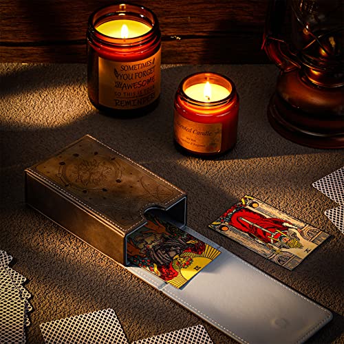 Coume PU Leather Tarot Cards Case Moon Design Playing Cards Holder Tarot Deck Protective Case for Most Standard Size Playing Gothic Oracle(Star Style) - style: Star Style