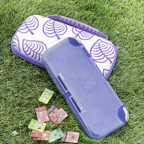 TIKOdirect Carrying Case for Switch lite, Shockproof Portable Travel Bag with Glitter Galaxy cover, Screen Protectors and Cute Leaf Thumb Grips Caps, Purple - color: Leaf Purple