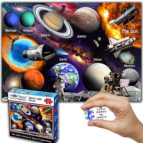 Think2Master Solar System & Space Exploration 1000 Pieces Jigsaw Puzzle for 13+, Seniors, Adults & Families. Great Gift for stimulating Learning About Astronomy. Size: 19” X 27” - style: Solar System & Space Exploration