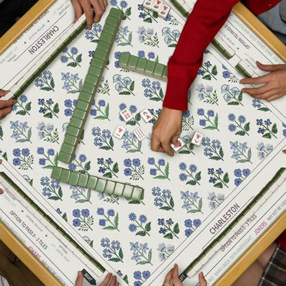 Tegeme Mahjong Mat Flower 31.5" X 31.5" Anti Slip Game Table Cover | Noise Reduction for Quiet Play, Chinoiserie Floral Design, Non Slip Backing Secures Mat, For Mah Jong Card Tile Games - size: 31.5" X 31.5", style: Flower