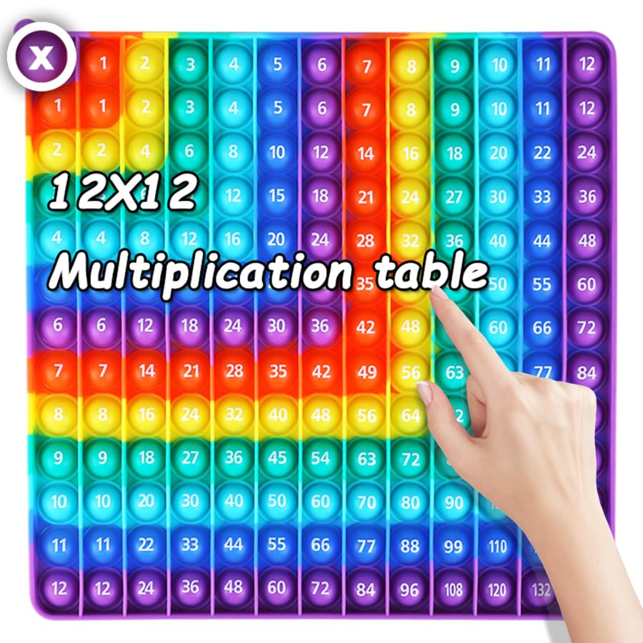 Multiplication Game Table pop and Digital Addition Tables 12x12 Multiplication Table Math Toys, Yadisheng Rainbow Dimple Toys Math Operations it Multiplication Chart Board - size: 20cm Right Angle Rainbow