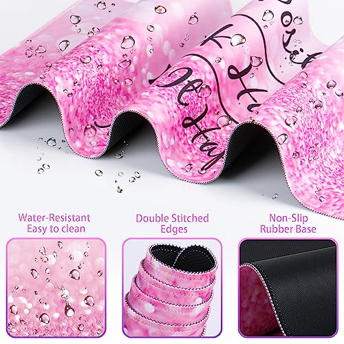 Mousepad Pink, Mouse Pad with Wrist Rest, 4-in-1 Large Mousepad+Keyboard Wrist Rest+Mouse Pad Wrist Support+Cup Pad Set,Ergonomic Mouse Pad,Anti-Slip,Memory Foam Desk Mat for Women Office Gaming - color: Pink Particle