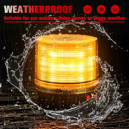 LED Remote Control Wireless Battery Beacon Amber Light | Magnetic Rechargeable Rotating Strobe Flashing Emergency Rooftop Warning Hazard Safety Lights for Trucks, Plow Vehicles