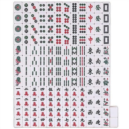 Yellow Mountain Imports YMI Rouge Prestige Chinese Mahjong Set, 146 Tiles | 146 engraved melamine tiles with yellow bamboo stripe backs, red vinyl case, dice, wind indicator, 9.4 lbs. Chinese only. - color: Yellow