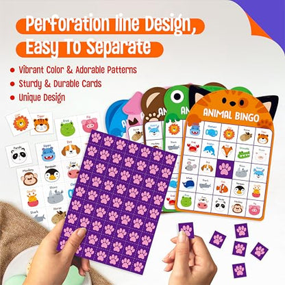 SpriteGru Animal Bingo Game, 25PCS Bingo Board Game, 2-25 Players Bingo Game Set for Family, Friend, Kid, Adult, Fun Group Activity Interesting Party Supplies - style: Animal Bingo Game