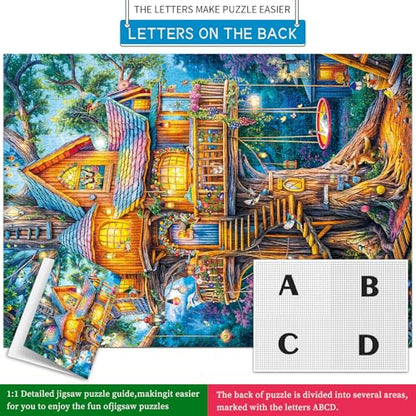 Puzzles for Adults 1000 Pieces, Elf Tree Jigsaw Puzzle with 1:1 HD Poster, Perfect Interlocking No Dust, Stress Relief Ideal Gift for Family Games - color: Elf Tree