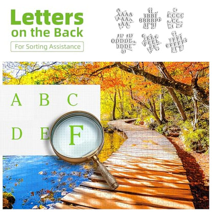 Autumn Foliage Lakes Park 500 Piece Jigsaw Puzzles for Adults Bridge Nature Scenery Puzzle with Letters on Back Fall Forest Reflection Fun Relax Puzzles for Family - color: Foliage Lakes Park