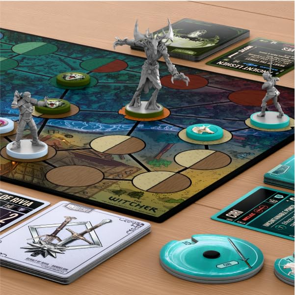 Restoration Games Unmatched The Witcher Steel & Silver | Strategy Board Game for Adults, Heroes Expansion with Double Sided Battlefield, 2-3 Players, 30 Min Playtime, Ages 9+
