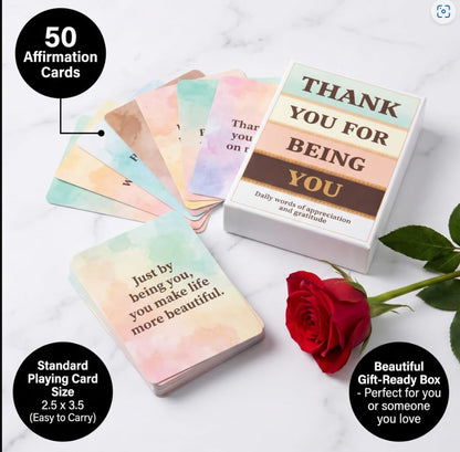 Isaac Liev 50 Positive Affirmations for Women & Men Mindful Heartfelt Messages, Thank You Appreciation thoughtful Cards Gift Uplifting Reminder Kind words, Self-Care Gratitude, thinking of you cards - style: Thank You Affirmations