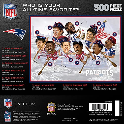 MasterPieces 500 Piece Sports Jigsaw Puzzle for Adults - NFL New England Patriots All-Time Greats - 15x21" - style: New England Patriots