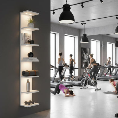 7 Tier LED Light Wall Shelves, White | Lack Wall Shelf Unit, Vertical Shelf, Remote Control - color: 7 Tier White