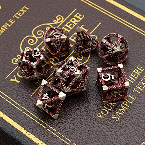 DND Dice, Metal Polyhedral Dice Set Role Playing D&D Dice HNCCESG Hollow Cthulhu Dice Gaming for for Tabletop Role-Playing Games (Blood) - color: Cthulhu Blood