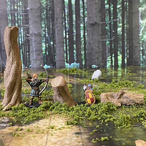 Swamp Trees Terrain Set for Dungeons and Dragons - 28mm Scale Tabletop RPG Miniature Terrain with Seven Trees, Rotting Tree Stump, Logs and Stepping Stones