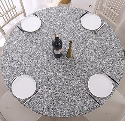 Walrus Round Vinyl Fitted Tablecloth with Flannel Backing Elastic Edge Design Table Cover Waterproof Oil-Proof PVC Table Cloth Stain-Resistant Best for 32"-36" Round - color: Grey, size: 36" (Round)