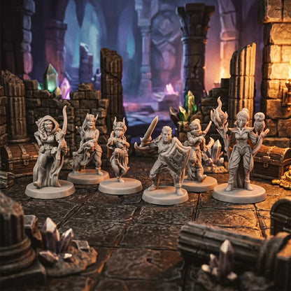 12 Pcs Unpainted DND Miniatures Set - Fantasy Tabletop RPG Figures for Dungeons & Dragons, Pathfinder - 28mm Scale Hero Characters Featuring All 12 Base Classes for Painting - 1 Inch Base