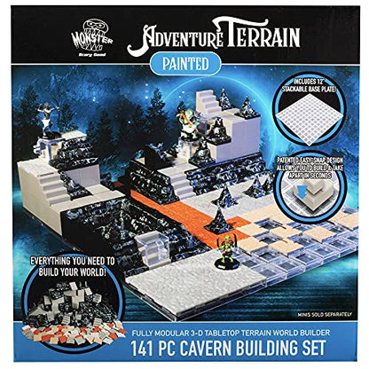 Monster Adventure Terrain 3D Interchangeable Builder System- 141pc Painted Cavern Expansion Set w Base- Build Modular Worlds in a Snap & Elevate Your Campaign- Compatible with DND Dungeons & Dragons - color: Cavern Set