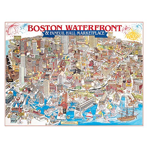 White Mountain Puzzles Boston Waterfront - 1000 Piece Jigsaw Puzzle | Large Pieces, Gift for Adults and Family, 24"x30" in