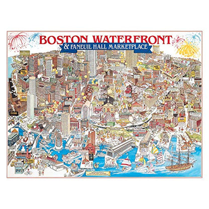 White Mountain Puzzles Boston Waterfront - 1000 Piece Jigsaw Puzzle | Large Pieces, Gift for Adults and Family, 24"x30" in