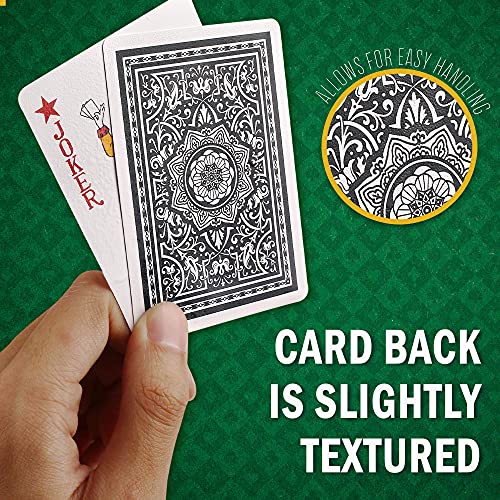 LotFancy Waterproof Playing Cards, Large Print, 100% Plastic, 2 Decks of Cards with Plastic Cases, for Texas Hold'em, Pool Beach Water Card Games, Jumbo Index Poker Size - style: Red Black Back Jumbo Index