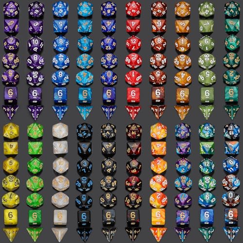 QMay 20 Sets Polyhedral Dice - 140 Pcs (20 X 7) DND Dice + 1 Large Dice Bag | 20 Colors D4 D6 D8 D10 D% D12 D20, Great for Dungeons&Dragons, MTG, Role Playing Table Games, Dice Goblins, RPG Players & DMs - color: 20 Sets-140pcs