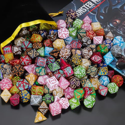 CiaraQ Holiday Theme Polyhedral Role Playing Dice with Pouch | 26 acrylic dice sets – 182 pcs total, 7 per set (D4-D20). Lightweight & durable. Great for D&D & tabletop games. Ages 14+. - color: 26 Colors - Festival Theme