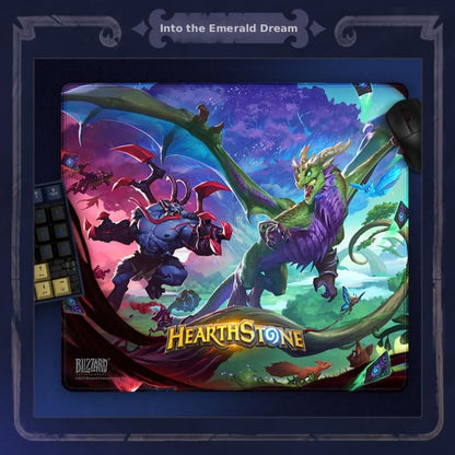 Blizzard Hearthstone Game Mouse Pad, XL Size Apply to Gamer Office & Home, Non-slip rubber base, Extended Desk Mat with Stitched Edge, Smooth Stable & Durable, 17.7*15.7Inch (Into the Emerald Dream) | Gaming Mouse Pad w/ Non-Slip Rubber Base & Stitched Ed