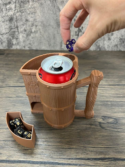MunnyGrubbers - Mug Dice Tower - No Paint Odorless Insulated Cup Can Dice Tower - (Random 7PCS D20 Dice Set Included) - Dice Jail - Dice Holder - Dungeons and Dragons - DND Gift - (Brown) - color: Brown