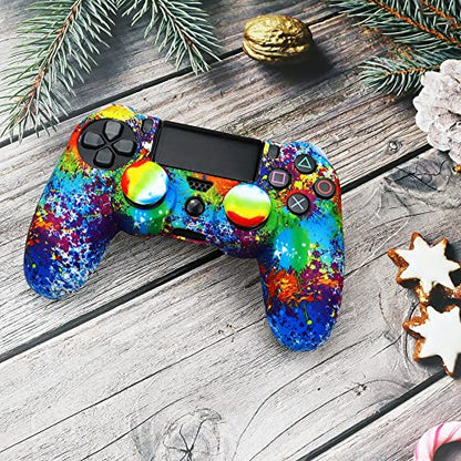 Ps4 Skin, Anti-Slip Shell Cover Case with 10 Joystick Grips Silicone Cover Sticker for PlayStation 4 Controller - color: PS4 controller #14