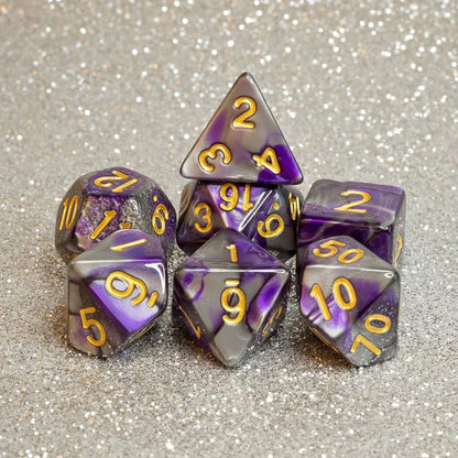 Sage’s Portal Stones DND Dice Set Acrylic Opaque 7-PC Polyhedral DND Dice Set for Dungeons and Dragons D&D Sage’s Cantrips RPG Tabletop TTRPG (Purple/Mica) - color: Purple/Mica